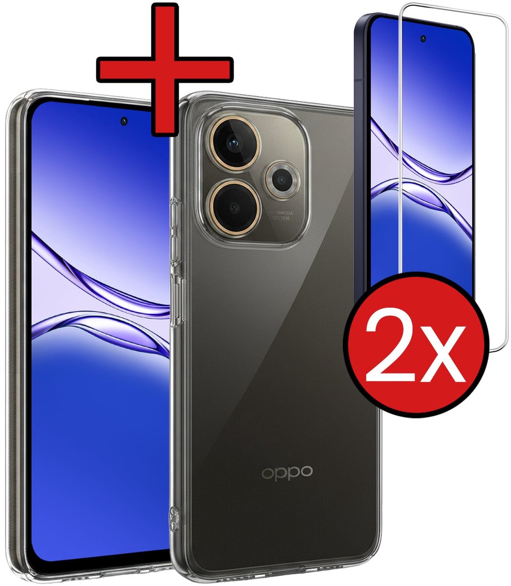 Hoesje - Met 2x Screenprotector - Geschikt voor OPPO A5 Pro - Sterk & Shockproof - Telefoon Hoes - Back Cover - Siliconen Case - Telefoonhoes - Transparant