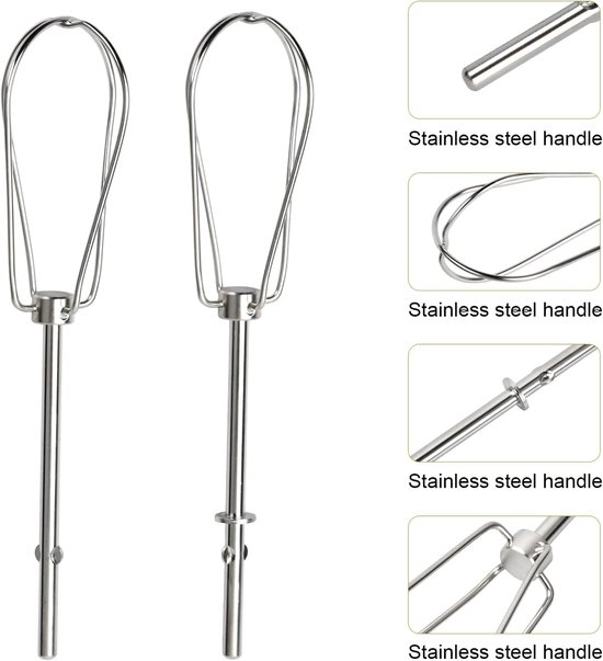 Replacement Hand Mixer, 2 Pieces, Stainless Steel Beater for Egg Beater, 18.5cm Electric Mixer Parts, Hand Mixer Turbo - ShopVlot — afbeelding 2