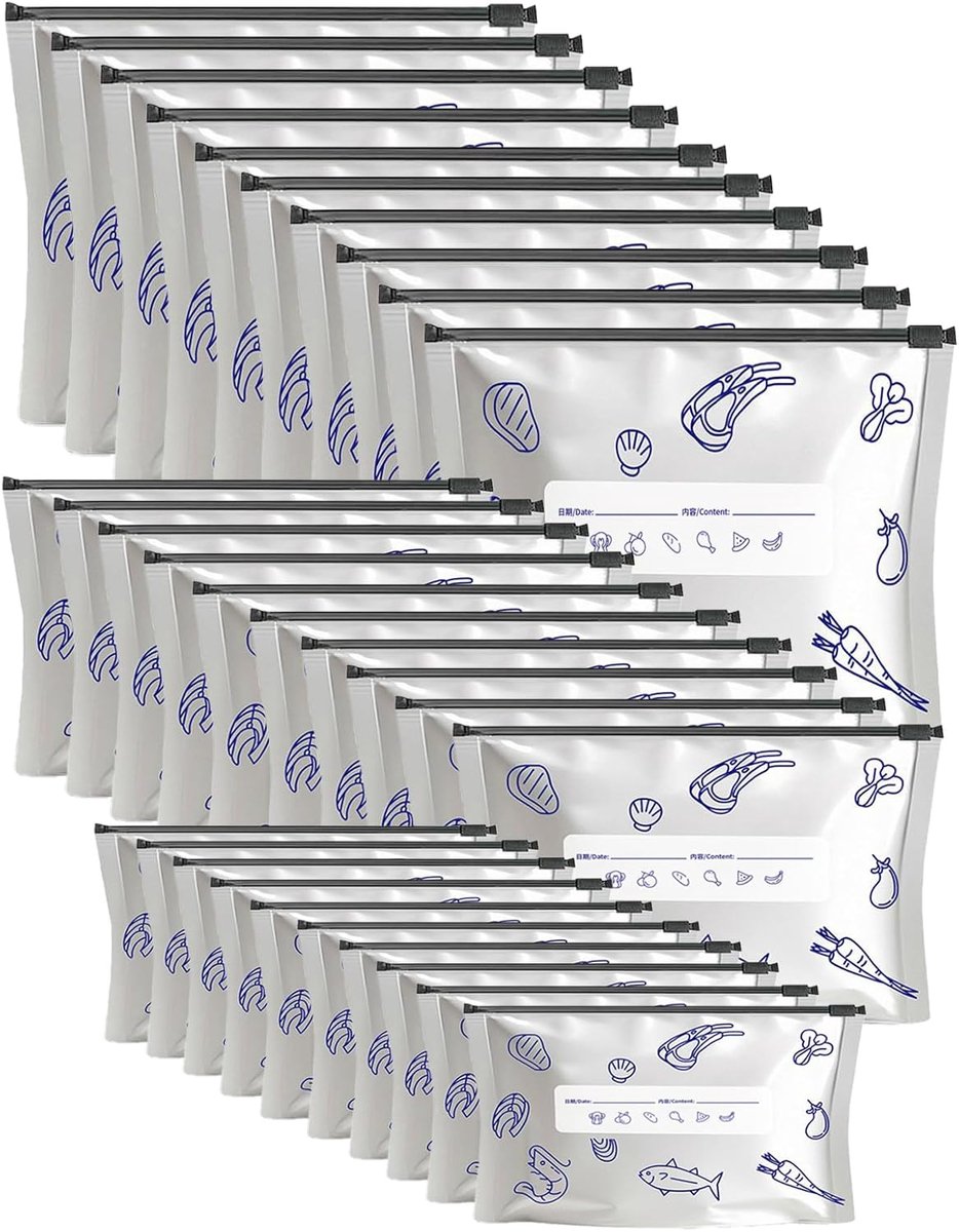 30 pieces resealable aluminium bags, cooler bags, reusable food bags with zip, sandwich bags with label design, for - ShopVlot