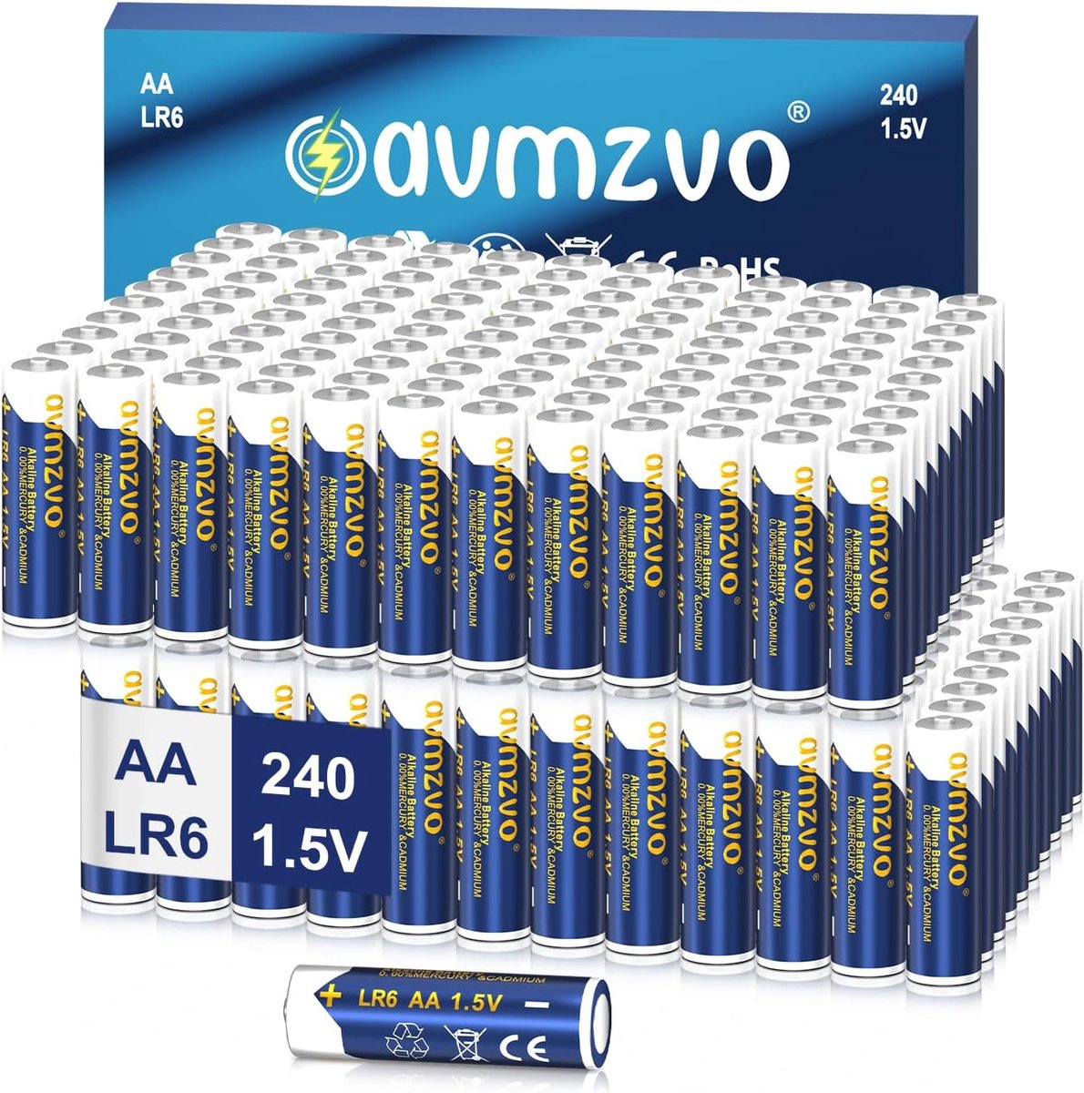AA batteries, 240 pieces, LR6 batteries, 1.5 V, alkaline, durable power, powerful, can be used for toys, alarm clocks - ShopVlot