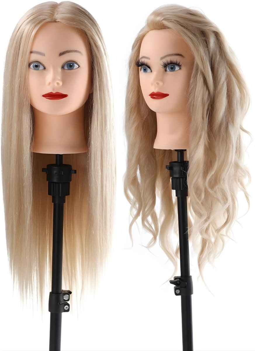 Ploutos® Kappershoofd - Kaphoofd - Oefenpop voor Kappers - Oefenhoofd - Blond - 27cm x 19cm x 18cm