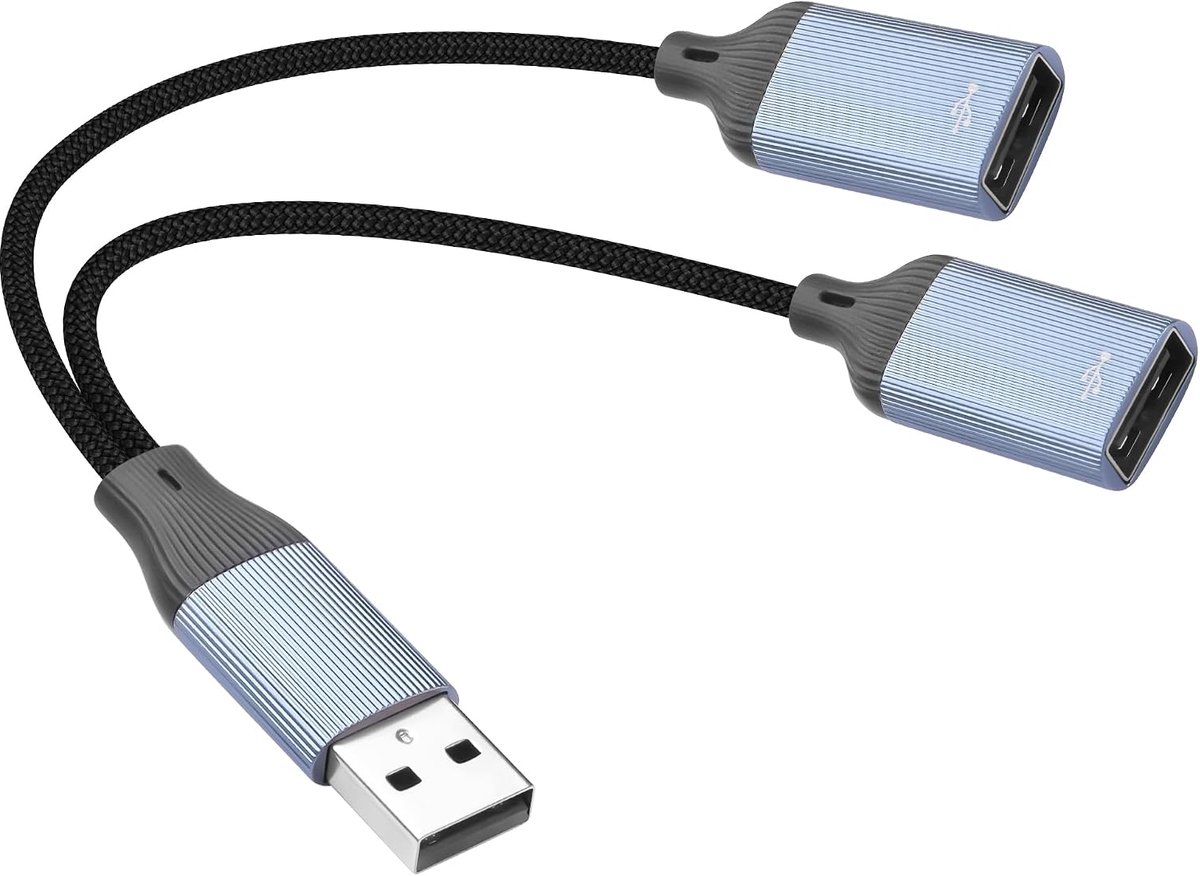 USB Y Splitter 1 in 2 out, USB 2.0 A Male to Dual USB Female Adapter for Charging and Data, Dual USB-A Extension Cable - ShopVlot