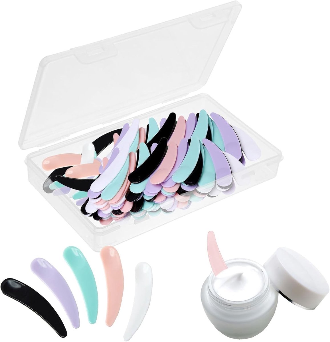 Cosmetische Spatel Set, Mini Spatels voor Crème en Make-up, Perfect voor Gezichtsmaskers en Patches, 150 Stuks van Hoogwaardige Plastic Spatels