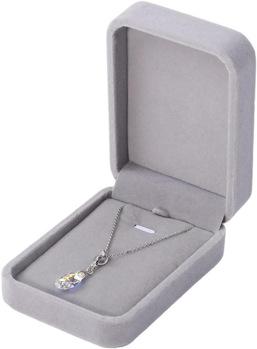 Sieradenbox voor Ringen en Kettingen - Kleine Cadeaubox voor Verjaardag en Valentijnsdag - Grijs 7 x 10 x 4 cm