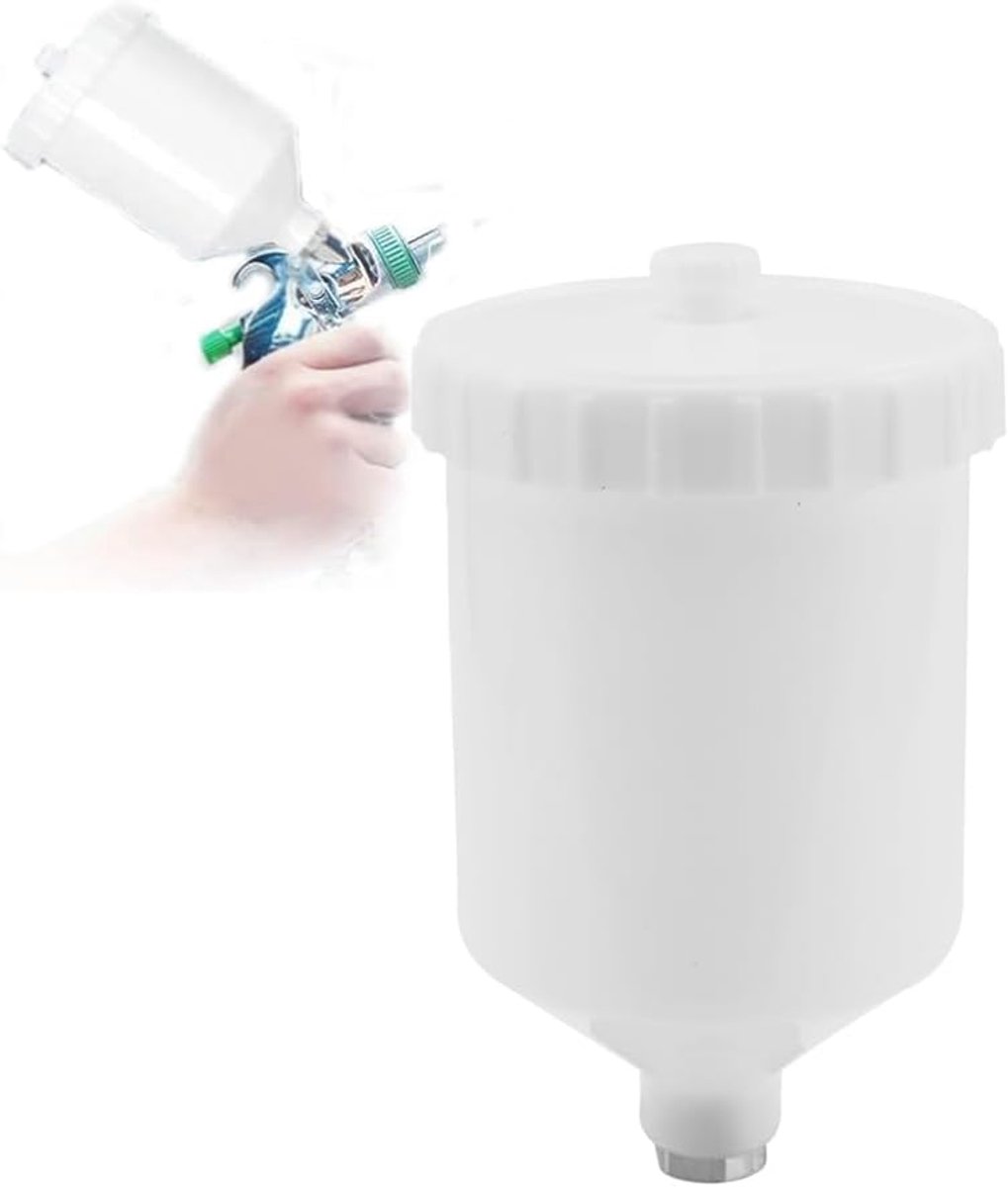 600ml plastic for paint gun,spare pan flow for spray gun,color pour jug air spray tool plastic pot threaded connection - ShopVlot