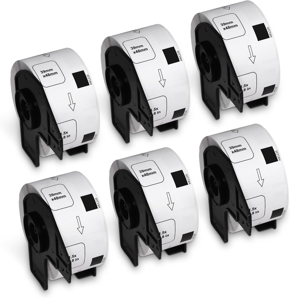 BETCKEY - 6 Rolls of Foil Removable Labels Compatible with DK-11220, 39mm x 48mm, 3720 Easy Peel Off No Residue - ShopVlot