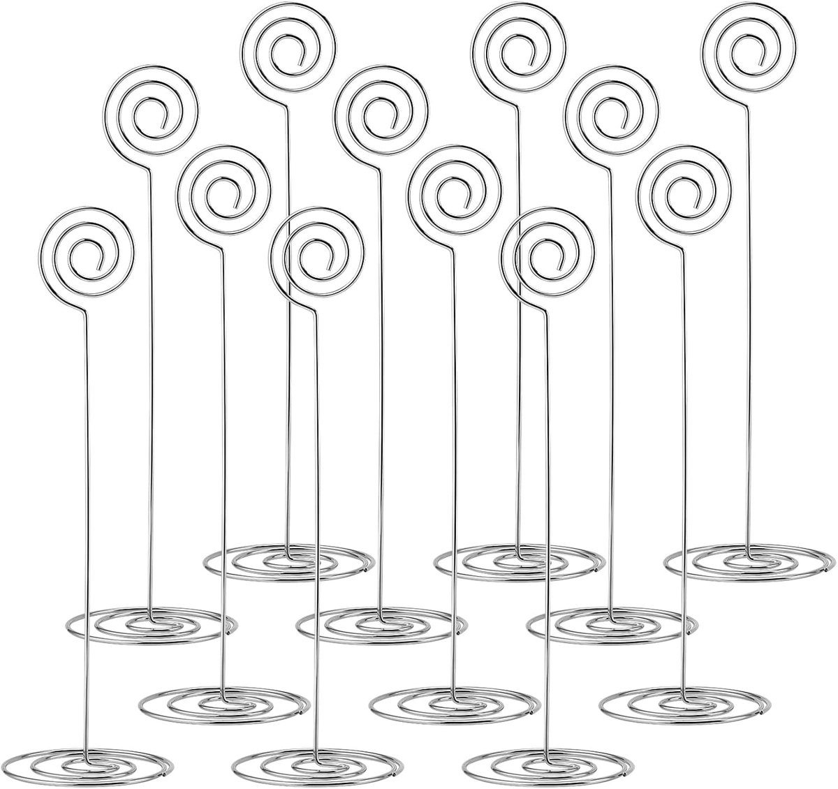 Pack of 18 Metal Photo Holders 22 cm Height Table Card Holder Metal Silver Table Number Holder Wedding Place Card - ShopVlot