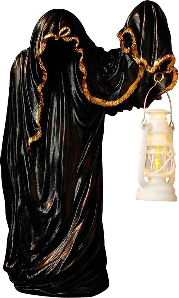 Statue Of A Face Ghost Holding A Lantern Ghostly Wizarding Statue Vintage Darkness Hells Messenger Figurine Gothic - ShopVlot