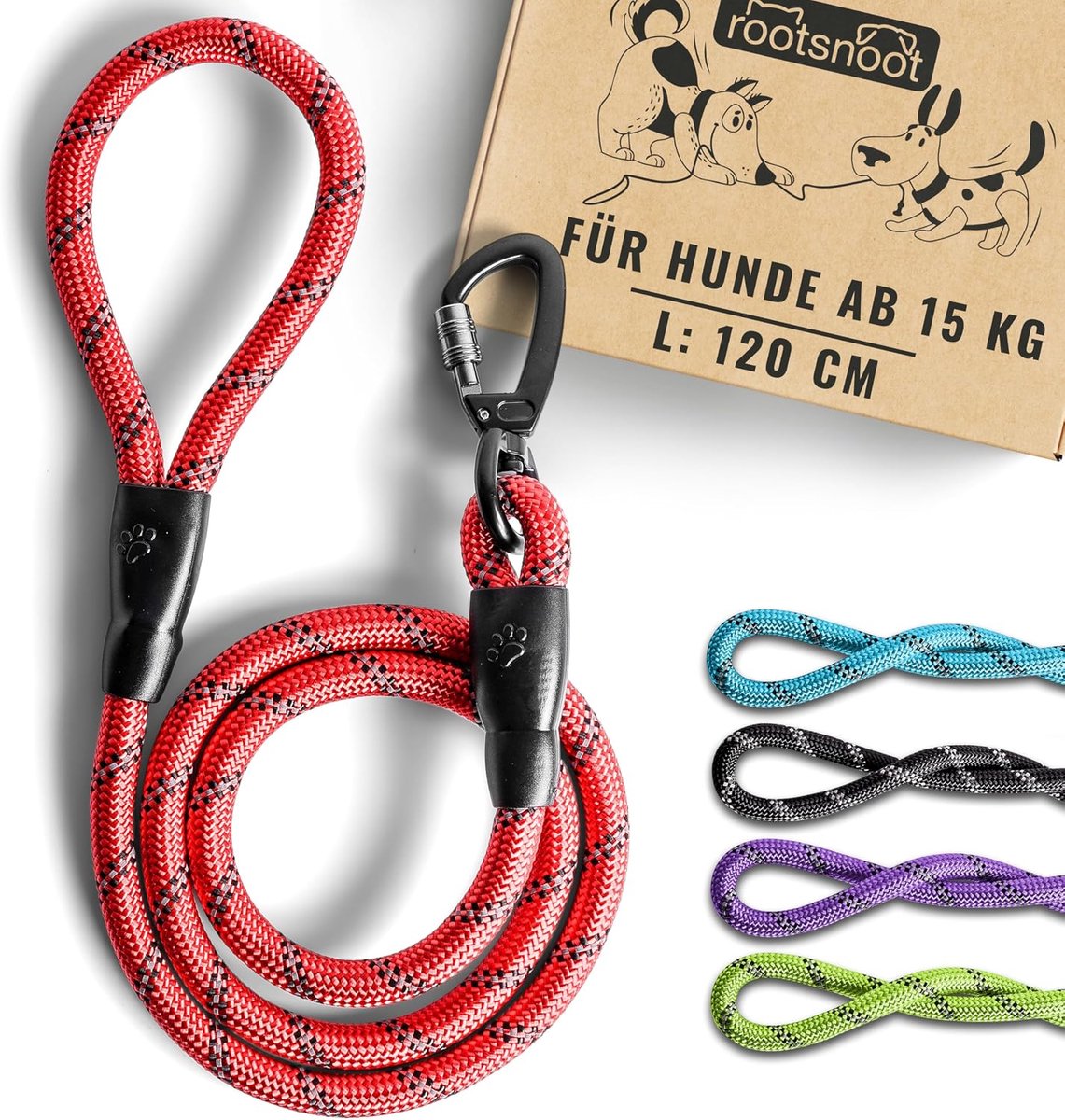 Classic Dog Lead – 120 cm Long 1.2 cm Thick for Dogs from 15 kg – Stable Dog Lead & Training Lead – Robust Dog Lead - ShopVlot