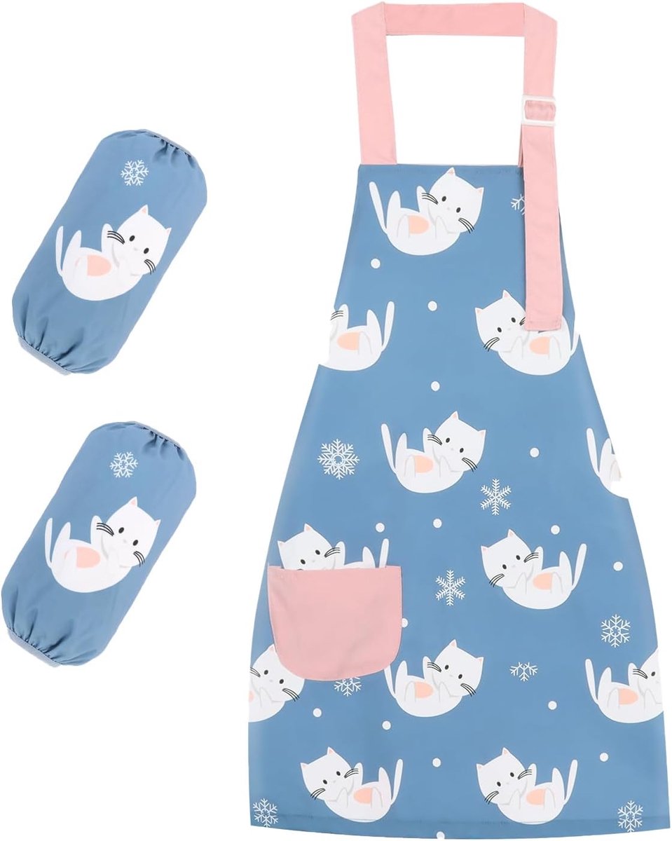 Children's Apron Adjustable Waterproof Children's Apron with Pockets for Boys and Girls 3-10 Years Cooking Apron for - ShopVlot