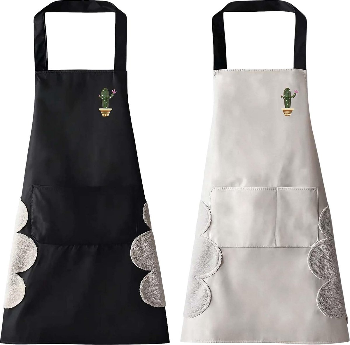 Women's Apron 2 Pieces Kitchen Apron with Towel Cactus Pattern Waterproof Apron Baking Apron with Pockets for Kitchen - ShopVlot