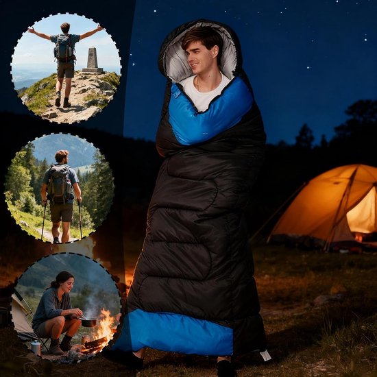 Warme Slaapzak - Outdoor Uitrusting - Kamperen en Trekking - Compact en Draagbaar - 216 Pond - Zwart — afbeelding 3