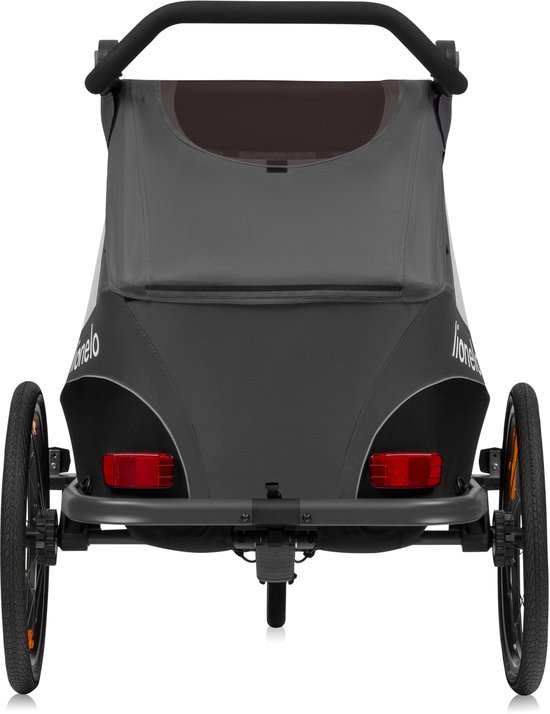 Lionelo Cama Fietskar 2in1 - Fiets aanhanger + Wandelwagen voor 2 Kinderen - 360° Voorwiel - 60L Bagageruimte - Full Vering - 5-Punts Gordels - Grote Luchtbanden - UPF50+ & Waterafstotend - Kinderfietskar & Buggy Inklapbaar - Kinderwagen - Tot 2x22kg — afbeelding 2