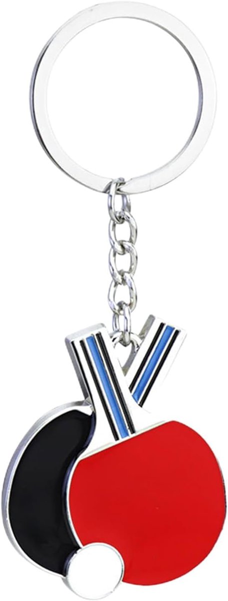 Tafeltennis Sleutelhanger - Sport Accessoire - Tas Decoratie - Zinklegering Materiaal - Mini Formaat - Zilverkleurig
