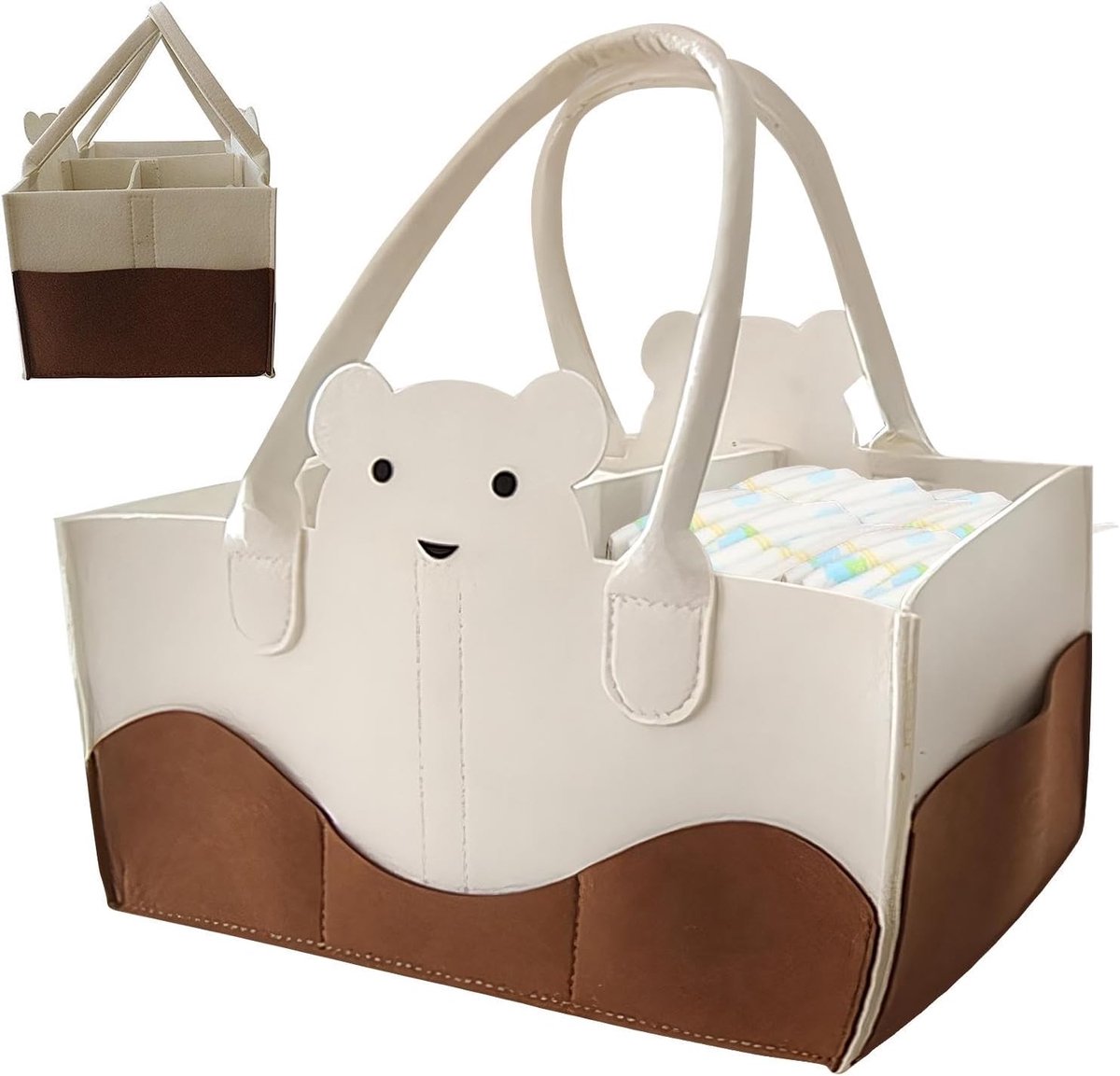 Luiertas - Opbergtas baby - Baby benodigdheden - Geoptimaliseerde organisatie - 35 x 23 x 18 cm - Bruin