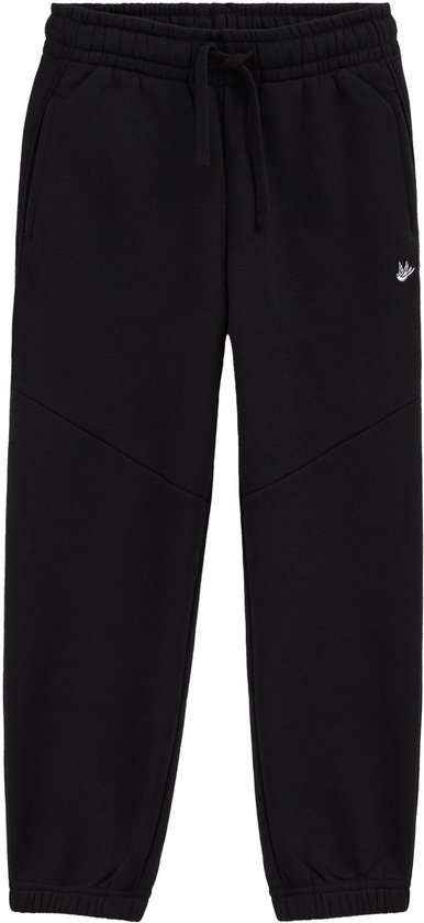 Zwarte regular fit joggingbroek met trekkoord en geborduurd wit logo.