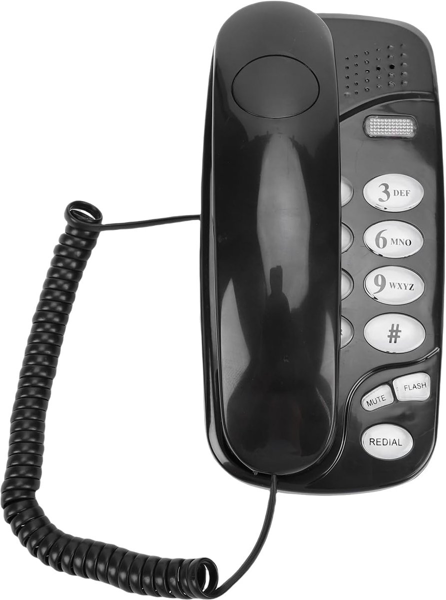 Vaste Telefoon met Snoer - Huistelefoon Analoog - Thuis Bellen - Wandmontage Ontwerp - 21 x 10 x 7 cm