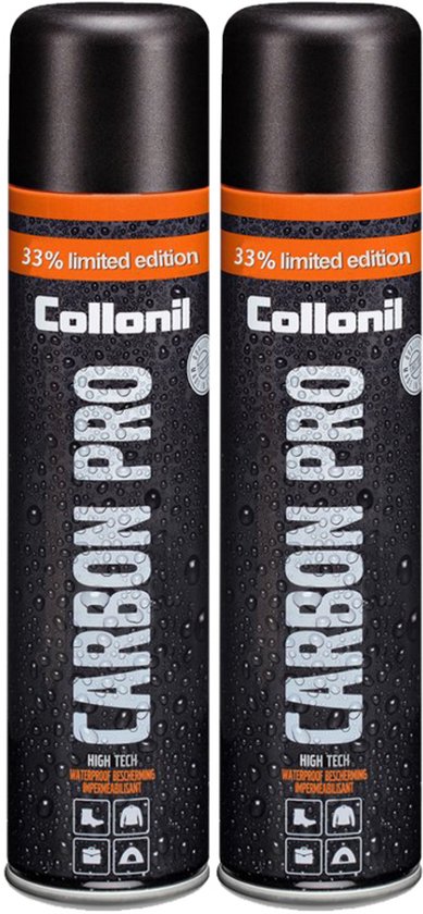 Twee Collini Carbon PRO 400ML spuitbussen, 33% limited edition, met waterafstotende laag.