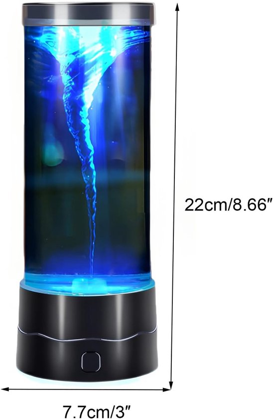 ZVD Tornadolamp - Met tornado-effect - Creatieve, decoratieve sfeerverlichting - Geruisloos LED-nachtlampje voor op het bureau met kleurwisseling (7 kleuren) - Eenvoudig in gebruik - Geschikt voor interieur, Kerstmis, slaapkamers en kantoren - Zwart — afbeelding 2