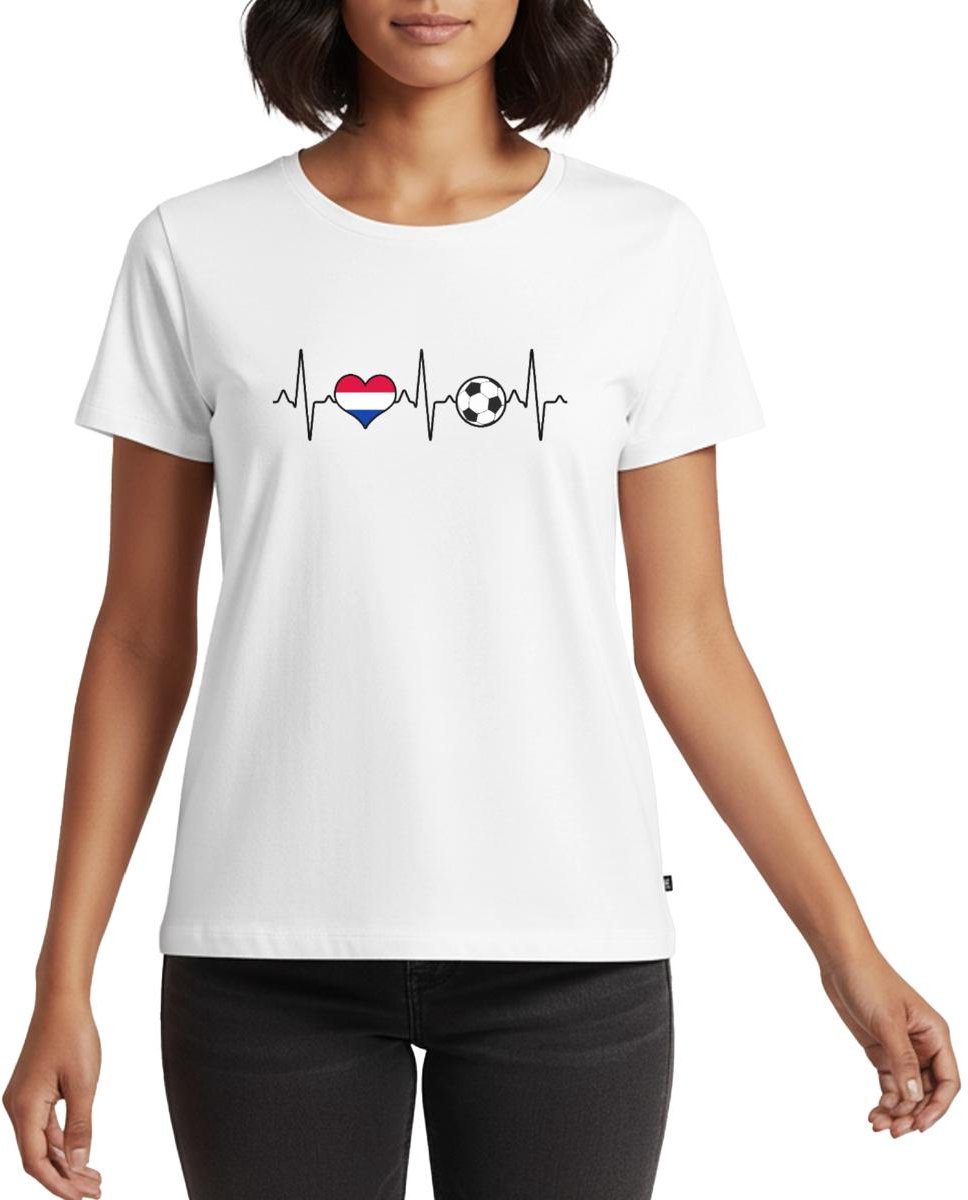 Nederland Voetbal Shirt Voetbal Hartslag Premium T Shirt Dames