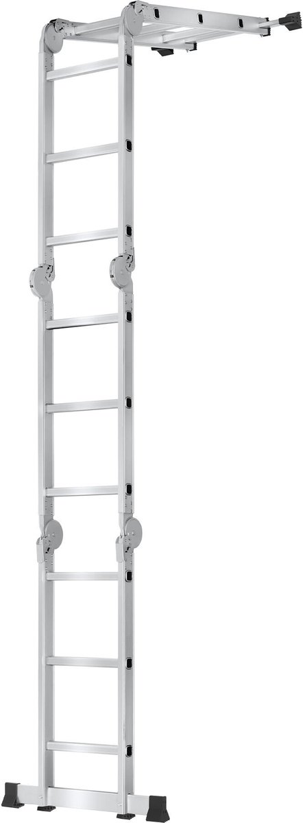 tectake® 6-in-1 Multifunctionele Aluminium Ladder - 352 cm - Antislip - 12 Treden - Aanlegladder - Sta-Ladder - Werkplatform - Steiger - Overhangladder - Trapladder - Inschuifbaar – foto 2