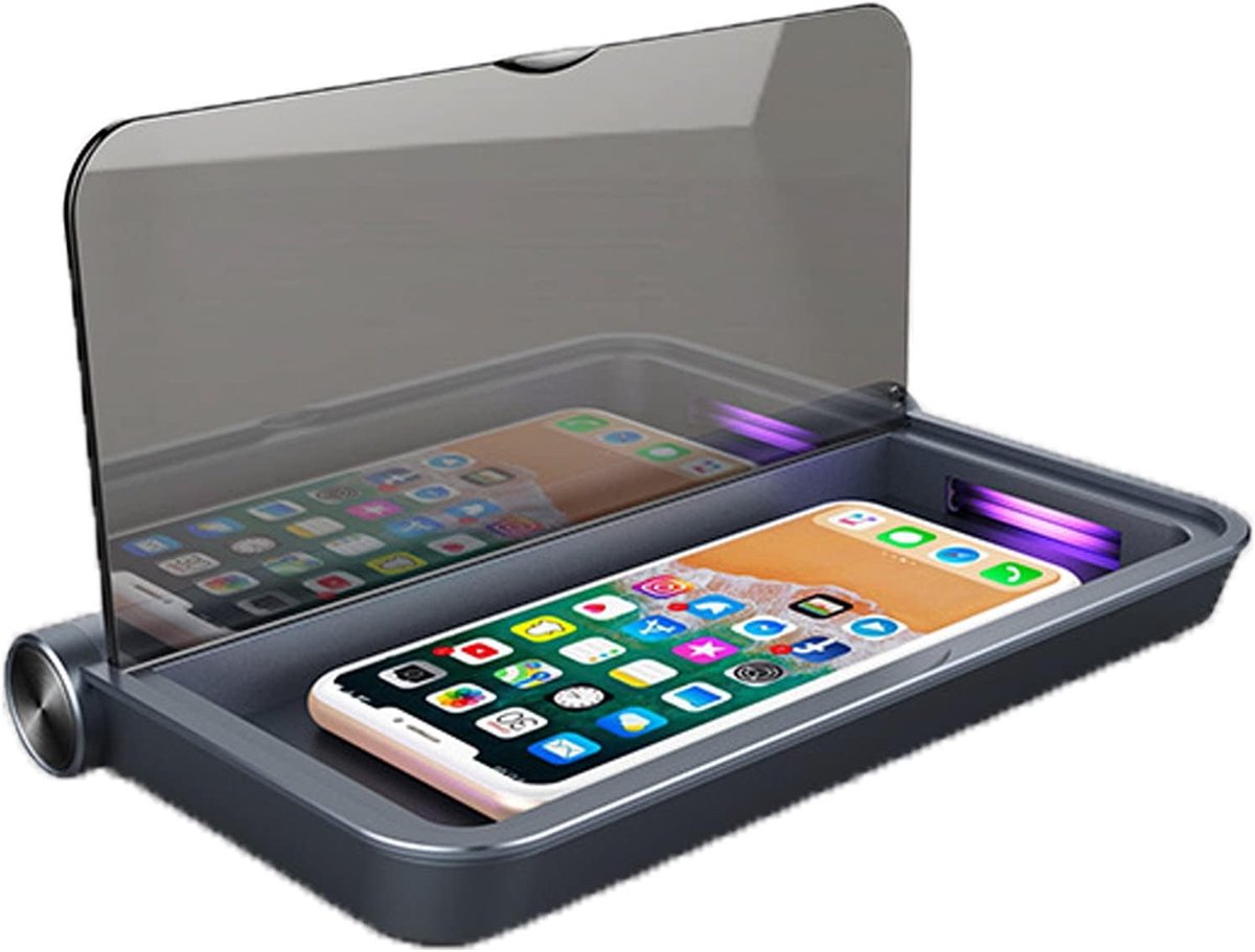Draagbare Reinigingsbox - UV Sterilisator Box - Persoonlijke Hygiëne - Draadloze Telefoonlader - 23 x 12.7 x 4.7 cm - Zwart