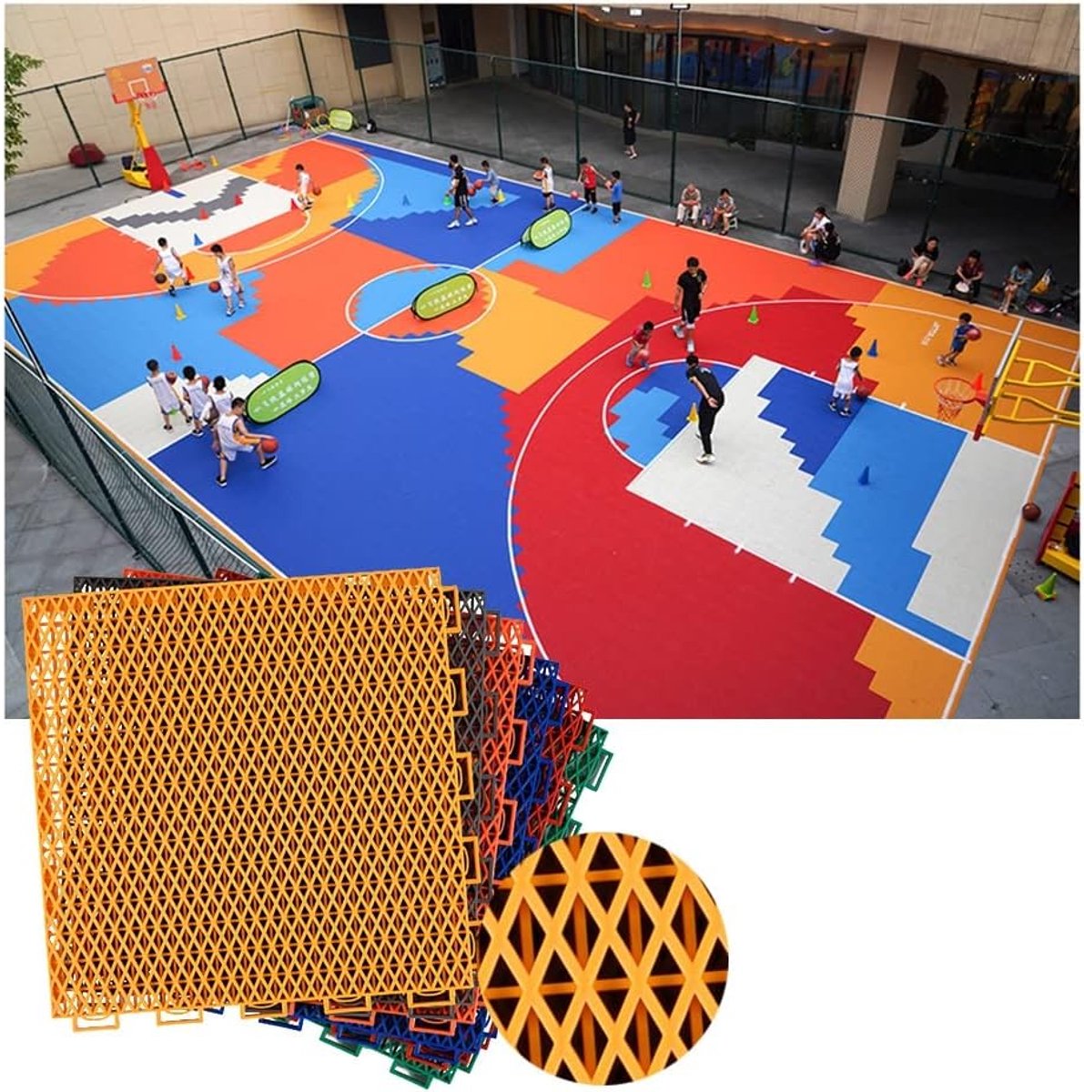 Modulaire Vloertegels - Sportmat Buiten - Sportveld Aanleggen - Waterdicht en Antislip - 30x30 cm - Grijs