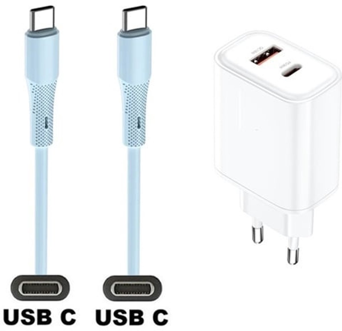 36W super snellader met 2 poorten + 1,0m USB C naar C kabel. Universele PD lader. Oplader adapter past op JBL LIVE Flex, LIVE Free NC Plus, Tuner 2, Tuner XL, Endurance Race, Tune 700BT / 710BT / 720BT / Buds