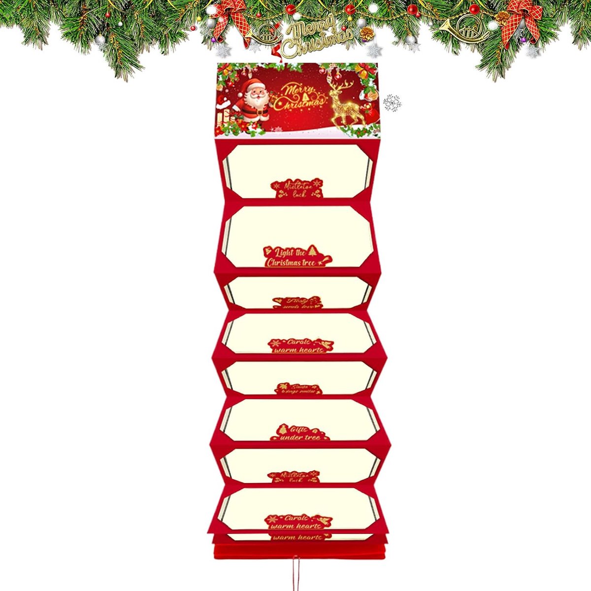 Kerst Geld Enveloppen - Geld Boekje - Cadeau Geven - 10 Kaartsleuven - 18 x 9 x 1.5 cm - Rood