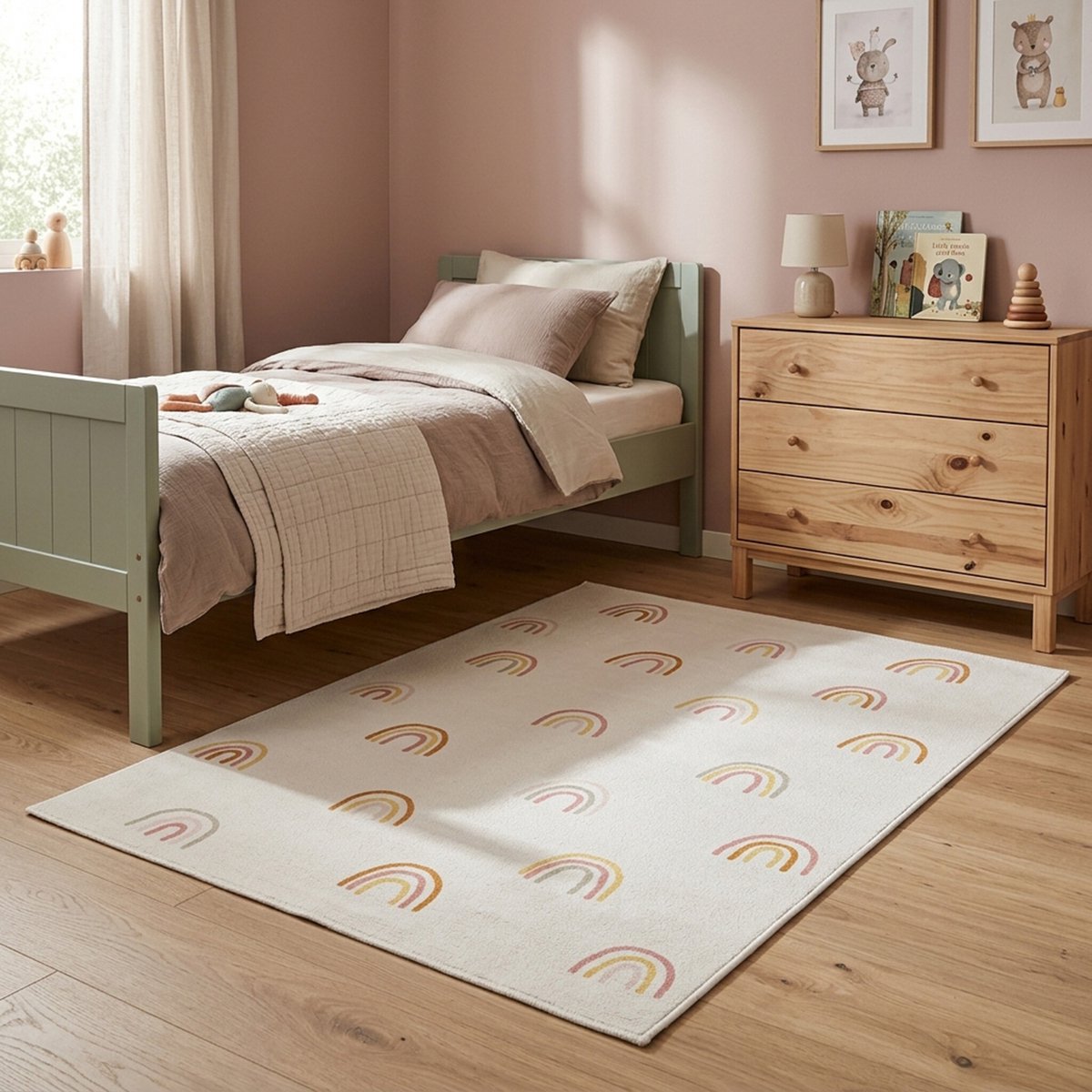 Little Olly Wasbaar kindervloerkleed - Evi Rainbow Multicolor - 80x150cm