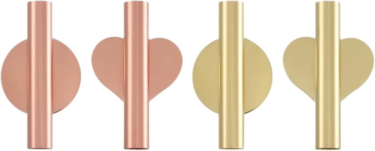Metalen Vaas Wandhouder - Wanddecoratie Set - Muren Aankleden - Schadevrije Montage - 3-pack - Rosé Goud