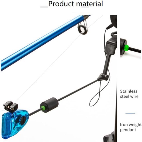 Vis beet indicator set - Visserij swingers - Karper vissen - LED verlicht - 4 stuks - Diverse kleuren — afbeelding 2