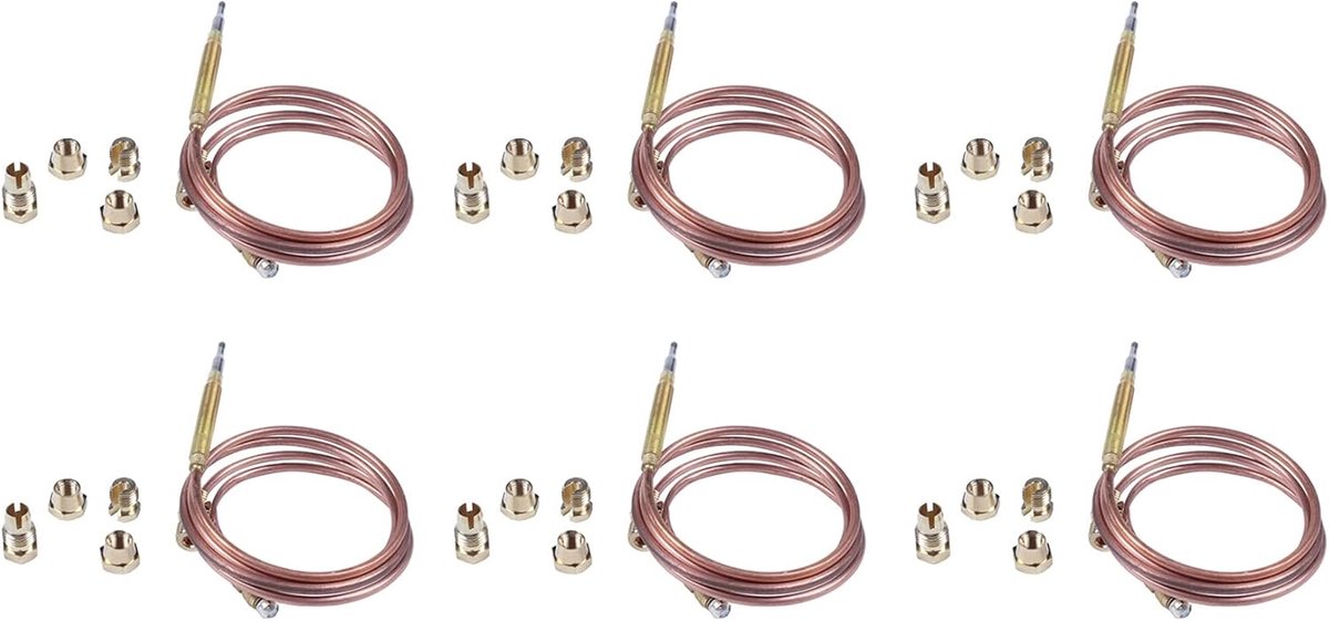 Universele Element Kit - Thermokoppel Set - Gasfornuis Reparatie - Met Vijf Moeren - 900 mm Lengte - Goud
