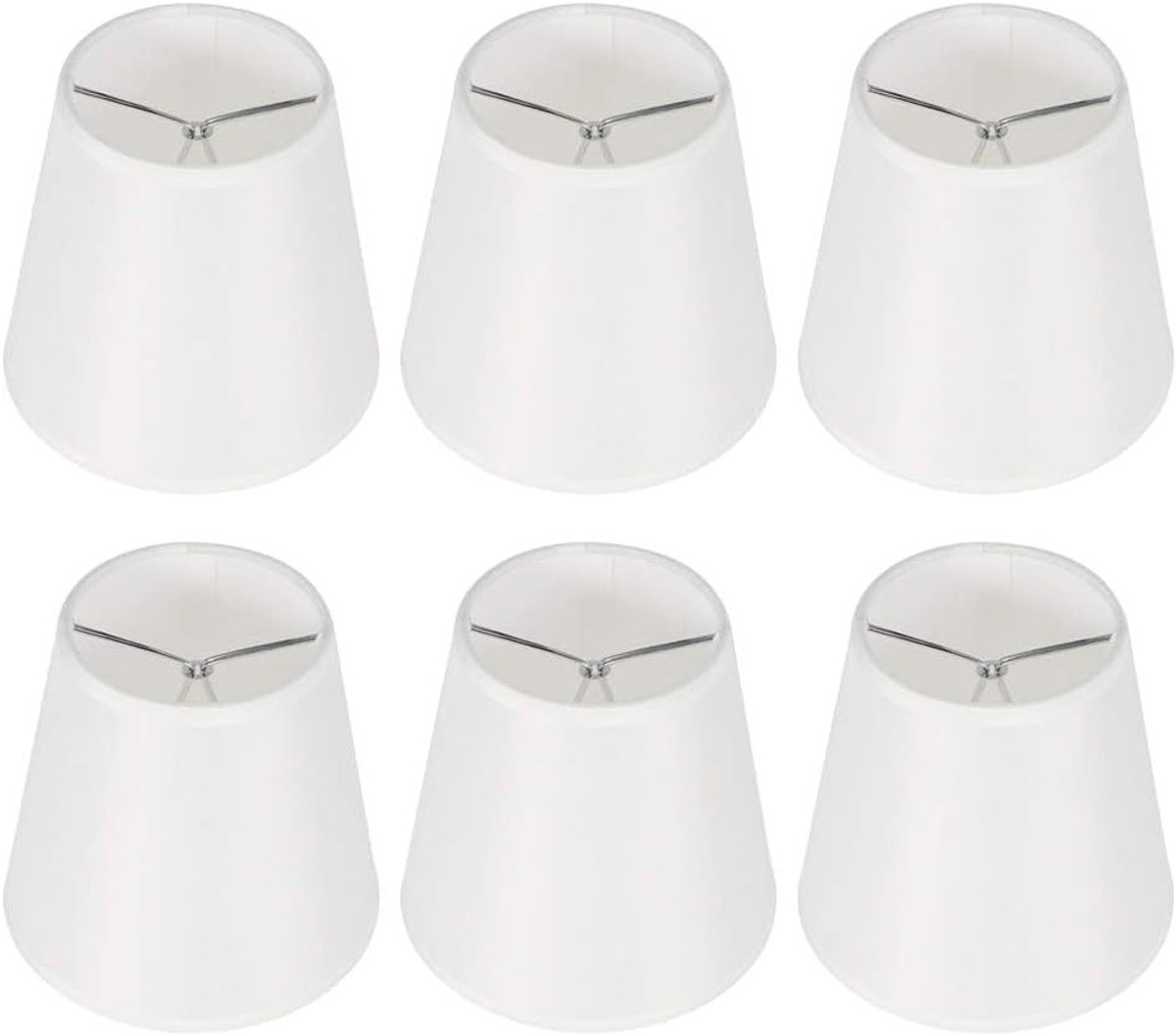 Set van 6 kleine lampenkappen, witte stoffen lampenkap voor tafellampen en vloerlampen, Scandinavisch design, eenvoudig te bevestigen, 3,5 x 5,5 x 5 inch
