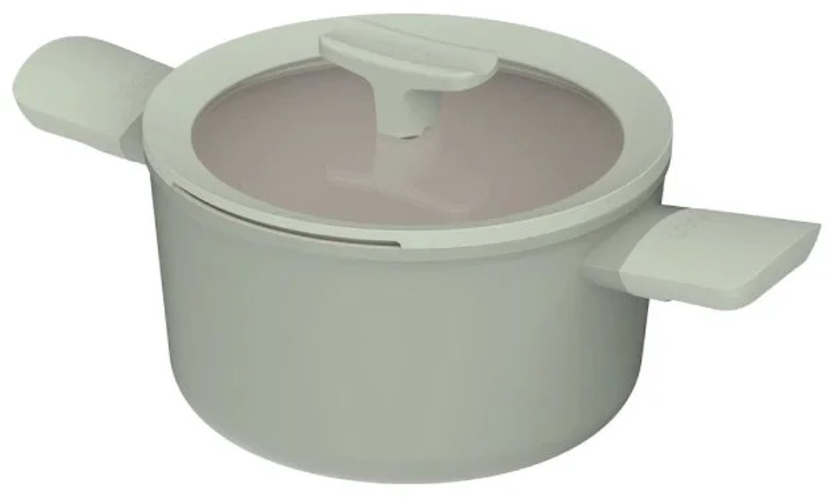 LEO Kookpot antikleef met deksel Balance Sage - Ø 24x11,50cm - Groen - PFAS-vrij
