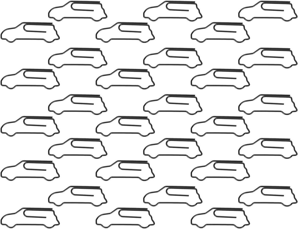 30 Stuks Diverse Paperclips in Autovorm voor Creativiteit en Ambachtelijke Decoratie, Zwart Metaal