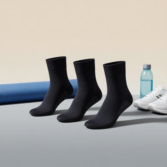 3 paar antislip pilates-sokken voor dames - yoga-sokken met grip, maat 36-40, ideaal voor sportschool en dans — afbeelding 2