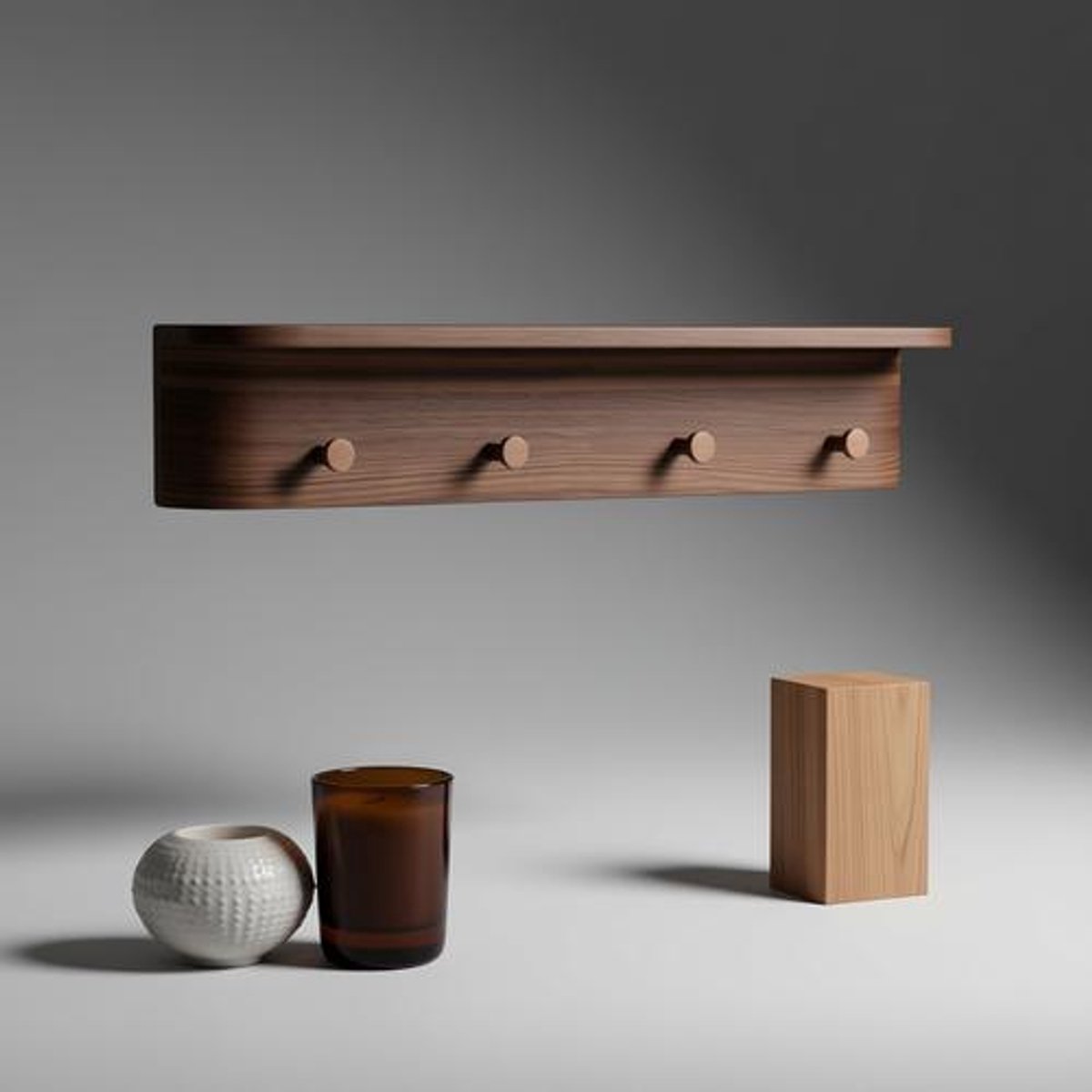 Wandgemonteerde Kapstok 'Toke' – Modern Houten Paneel met Verborgen Haken – 5 Haken – Waln