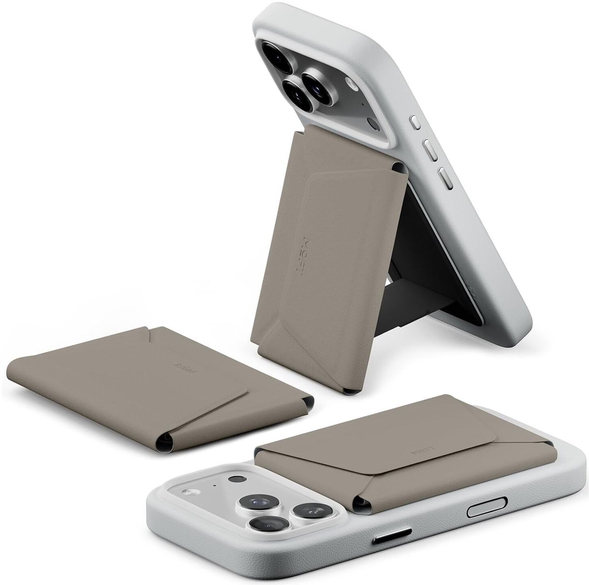 MOFT Snap Field Wallet - Agile Travel Wallet - Compatibel met MagSafe - Magnetische Kaarthouder - Pasjeshouder 8 Pasjes - RFID Portemonnee - Origami Standaard - Taupe