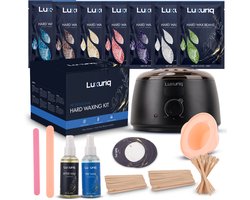 Luxuriq® Professionele Wax Apparaat - Inclusief 700 gram Hard Wax Bonen - Wax Beans Verwarmer - Wax Heater - Ontharing Set - Wax Set - Harsontharing - Waxverwarmer - Pre & After Wax - Siliconen Wax Sticks - Harsapparaat - Zwart
