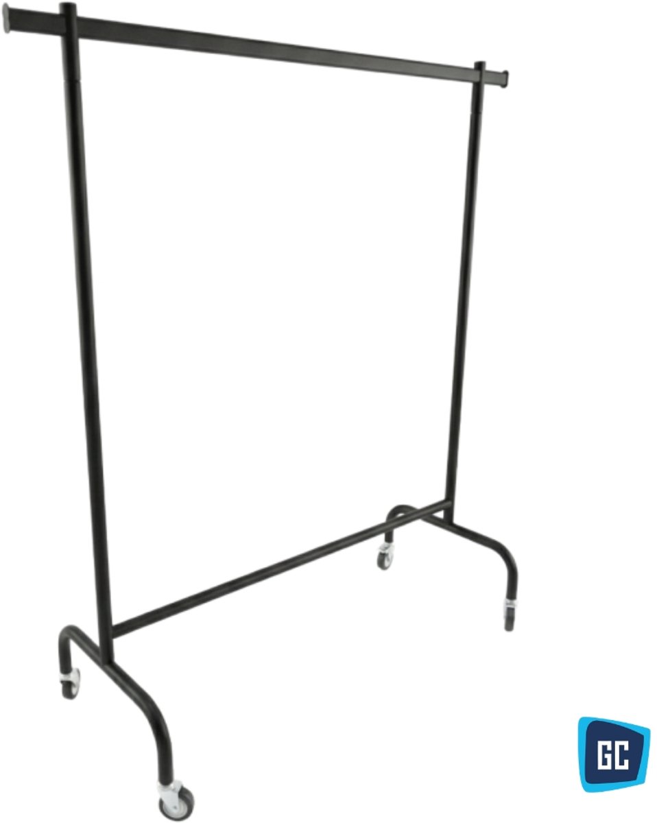 Gruppo Corso - XXL Kledingrek op Wielen - 160 cm - Zwart - Italiaans Design - 200+ kg draagvermogen