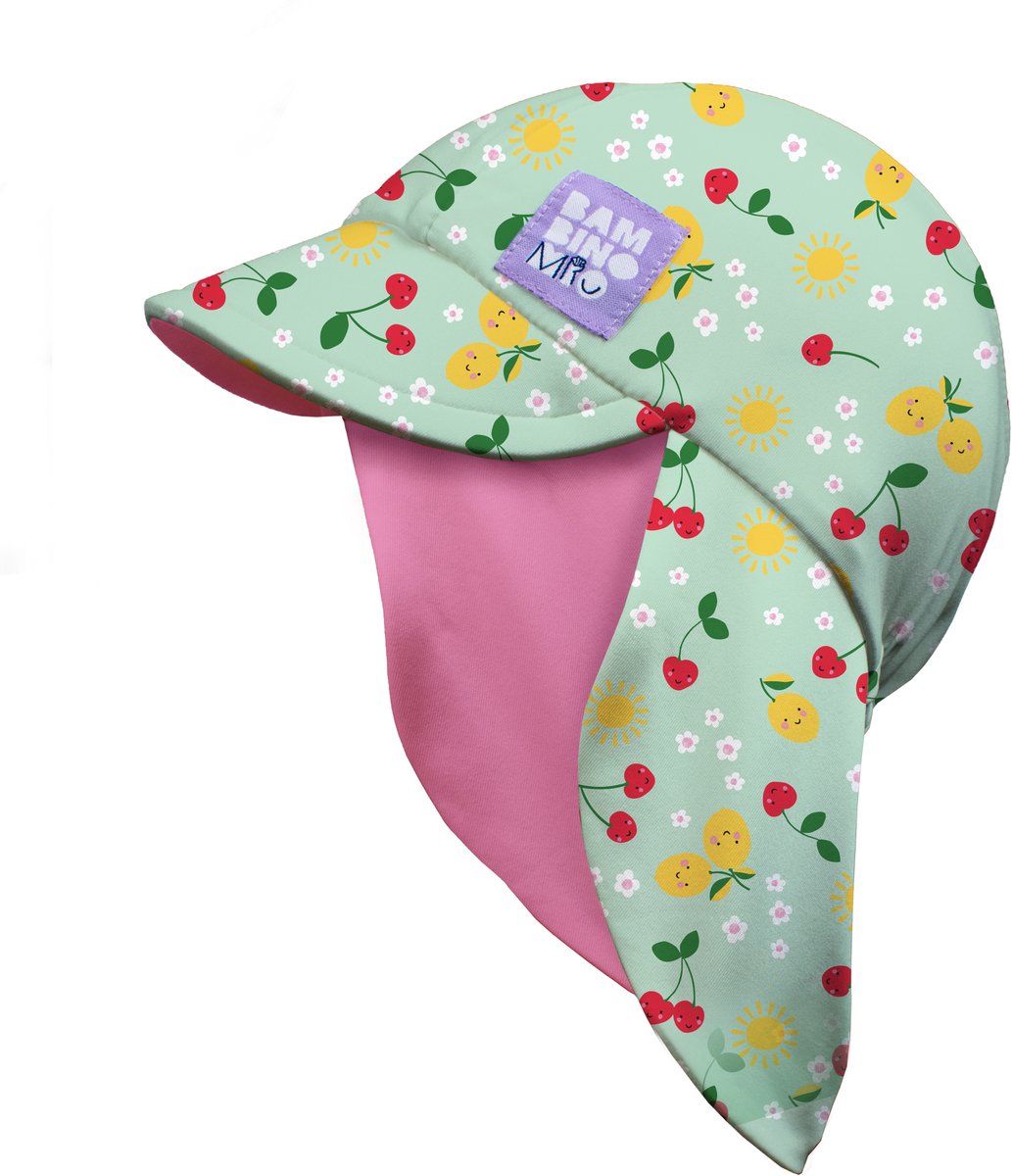 Baby UV-zonnehoedje UPF 40+ omkeerbaar met nekbescherming – Juicy Fruit motief