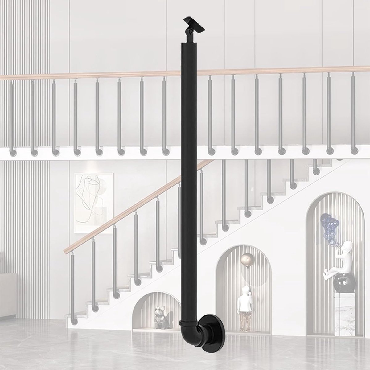 Trapleuning Palen - Zijmontage Leuning - Trap Veiligheid - 270° Verstelbaar - 65cm-110cm - Zwart