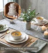 Cermico Serviesset 27-delig - 6 Personen - Wit - Keramisch Steengoed - Organisch Wavy Design - Stapelbaar - Vaatwasser-, Magnetron- en Ovenbestendig
