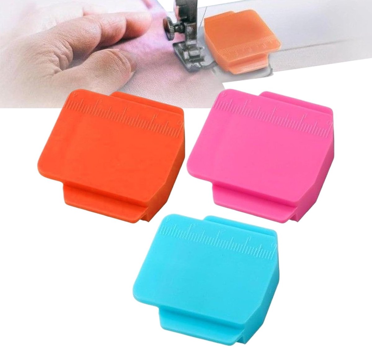 Magnetische Naaigids - Naaimachine Meetlint - Nauwkeurig Naaien - Veilige Magnetische Bevestiging - 3 stuks - Wit