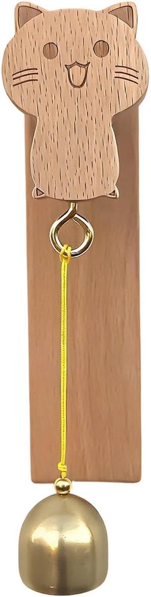 Deurbel Kat - Houten Decoratie - Bezoekers Ontvangen - Eenvoudige Montage - 18 x 7 cm - Houtkleur