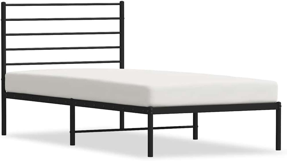Metalen bedframe - Robuust dagbed - Slaapkamer inrichten - Stabiel stalen design - 90 x 190 cm - Zwart