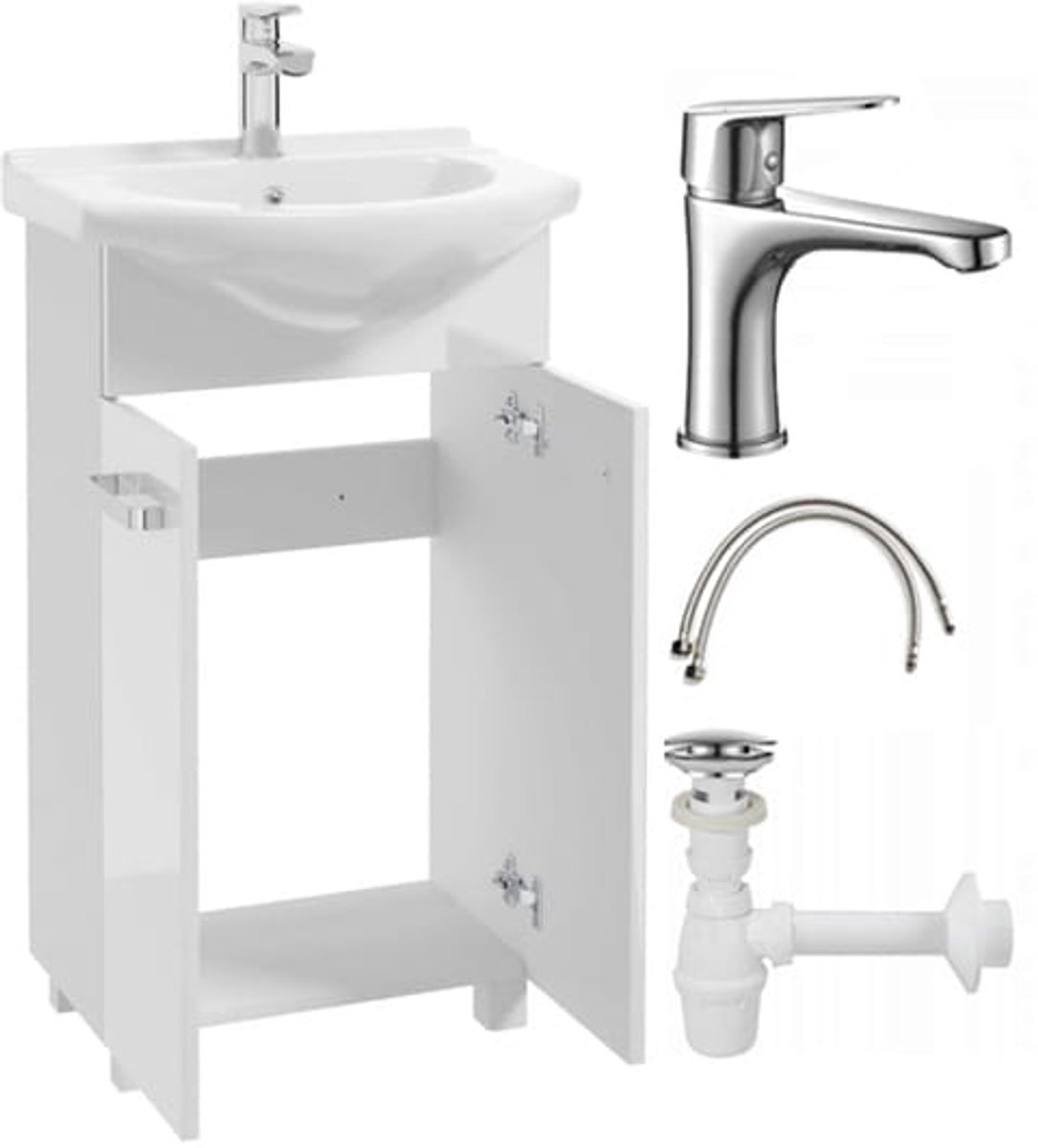Deftrans Mila - Wastafelmeubel - 85x50 cm - Wit - Met Verlengde Kraan