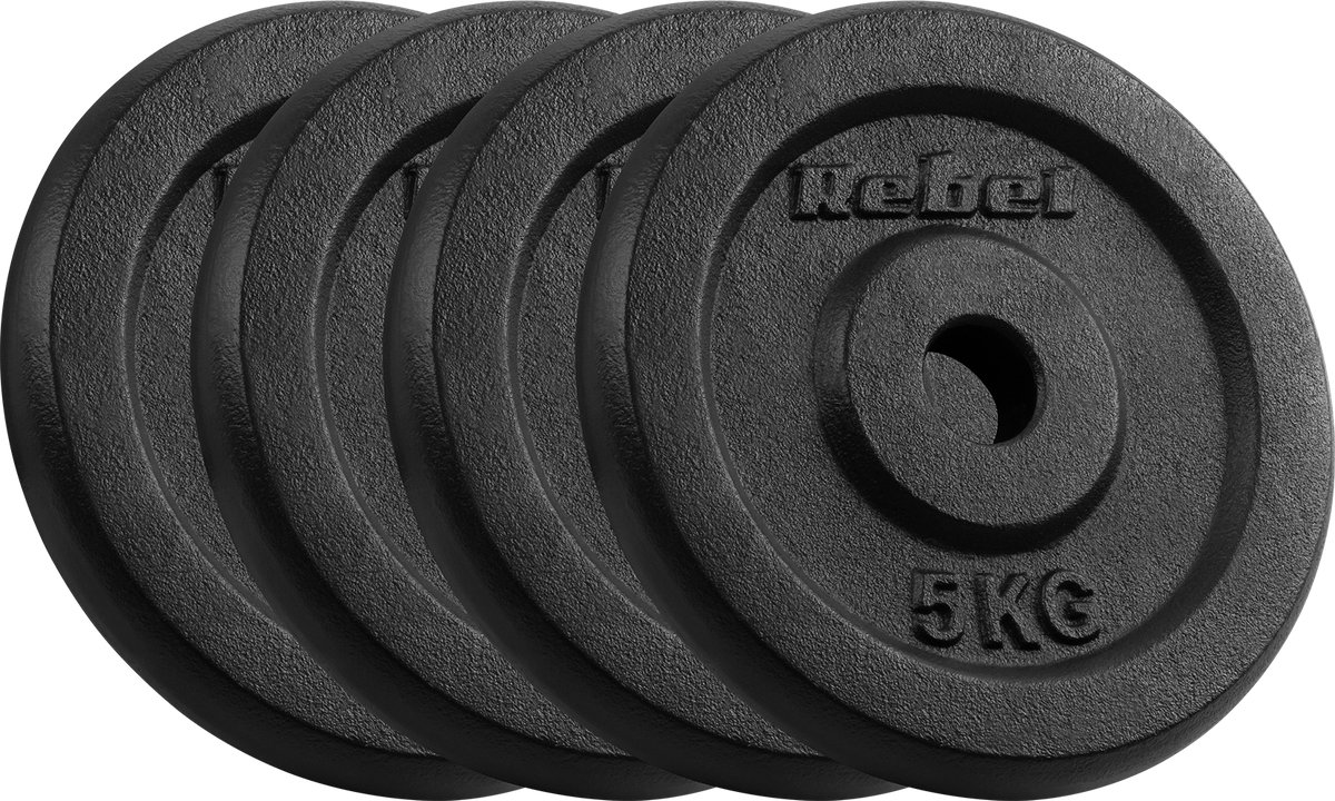 Rebel Active Serie - Gietijzeren Gewichtenset - 4x5kg - Diameter 31mm - 20kg Totaal