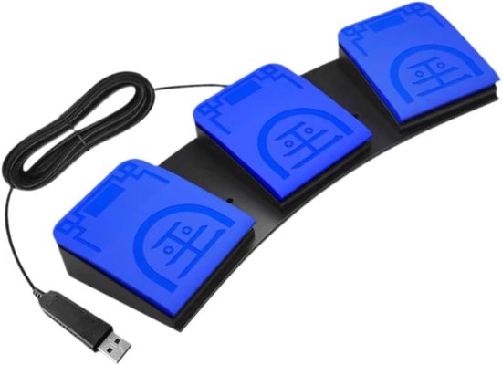 USB Voetschakelaar - Voetpedaal Controller - Computer Bediening - Programmeerbare Knoppen - 34x11.5x4.3 cm - Blauw — afbeelding 5